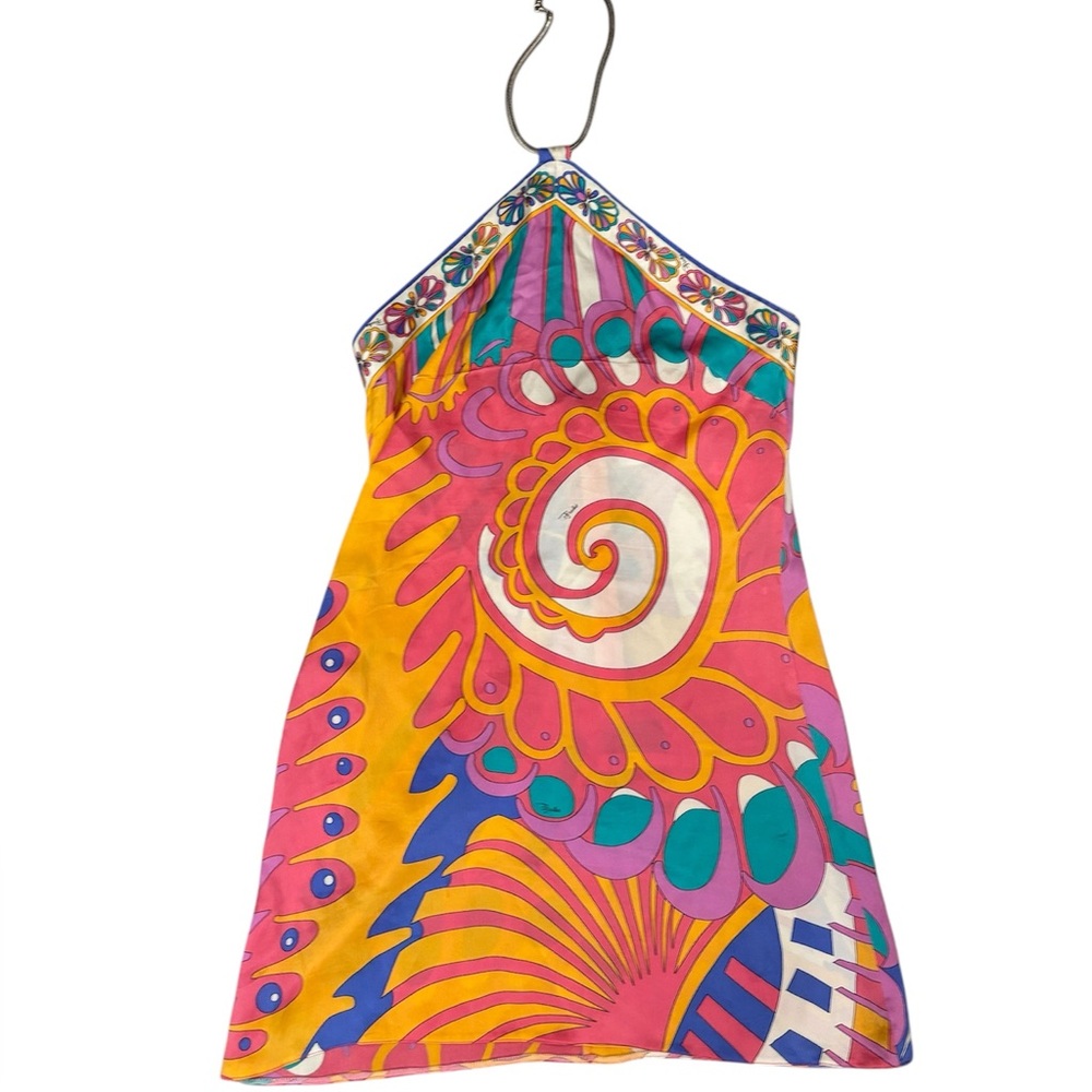 Emilio Pucci Silk Halter Dress with Necklace